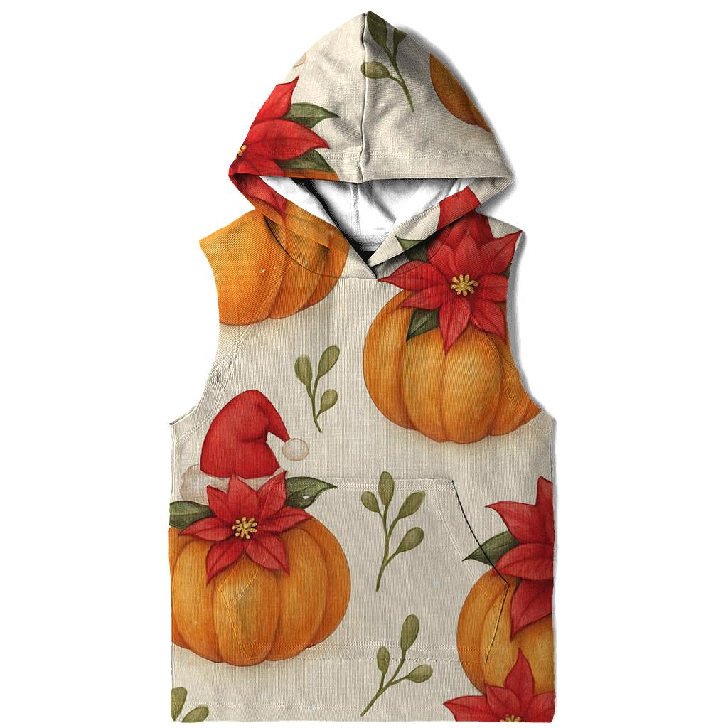 Snowy Poinsettia Pumpkin Grid On Warm Ivory Background graphic hoodies