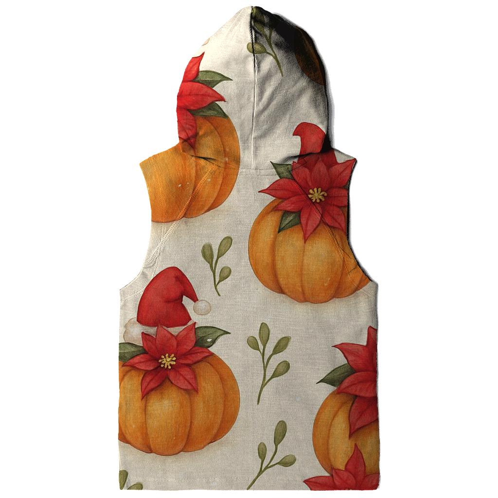 Snowy Poinsettia Pumpkin Grid On Warm Ivory Background graphic hoodies