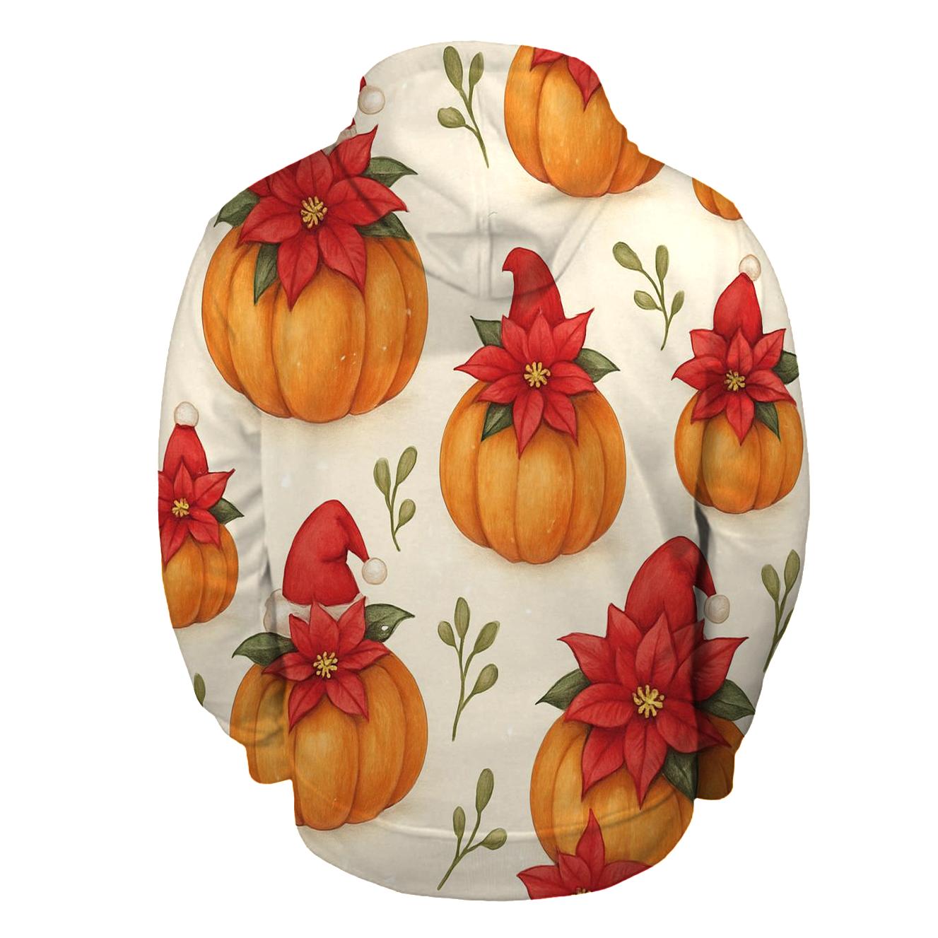 Snowy Poinsettia Pumpkin Grid On Warm Ivory Background designer hoodies