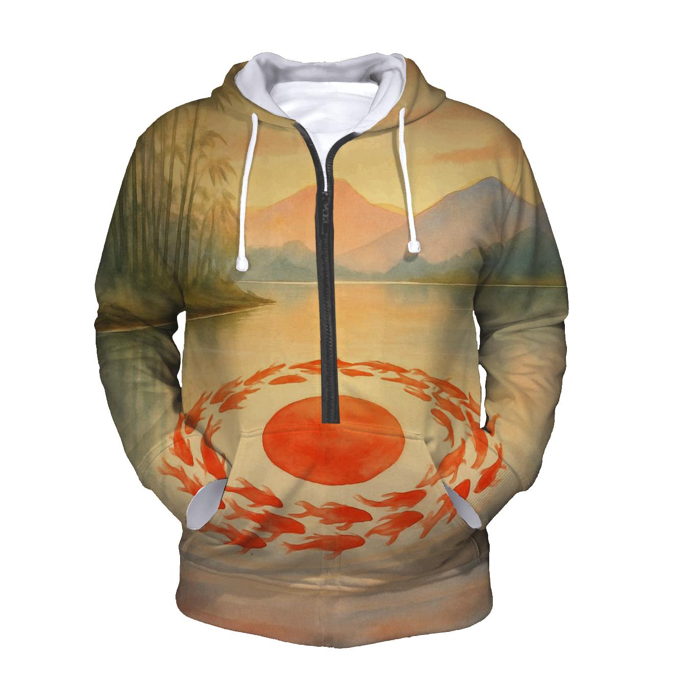 Koi River Reimagining Of Japan Flag hoodies fashion