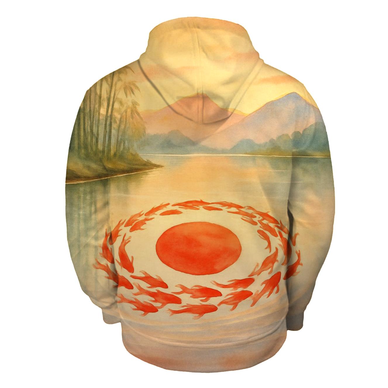 Koi River Reimagining Of Japan Flag hoodies fashion
