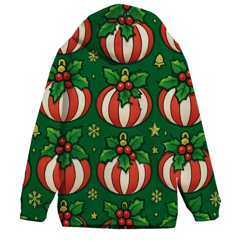 Candy Cane Pumpkin Ornament Tessellation On Pine Green Background hoodie designs