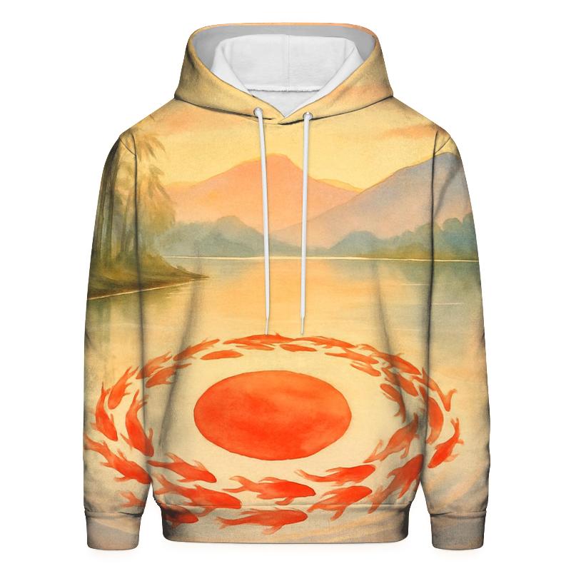 Koi River Reimagining Of Japan Flag designer hoodies