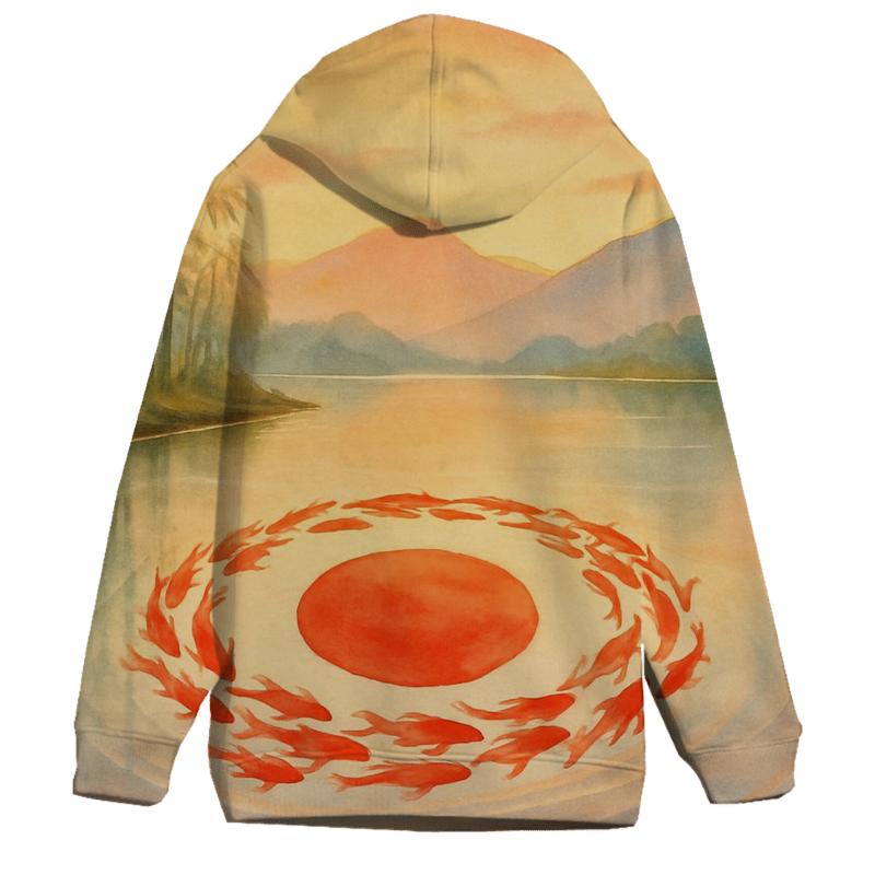 Koi River Reimagining Of Japan Flag designer hoodies