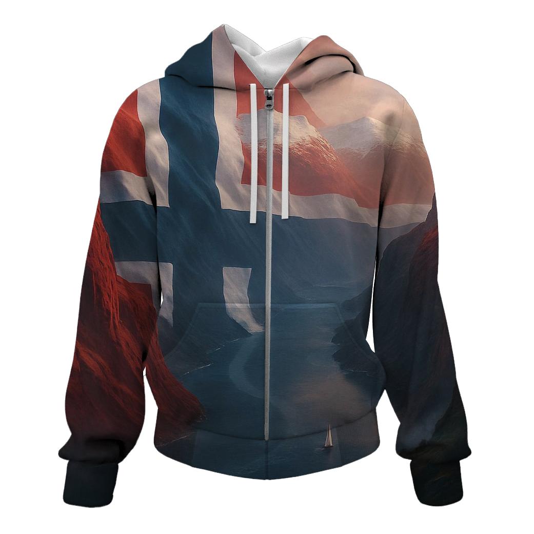 Northern Lights Over Norway Flag Fjord hoodie trends
