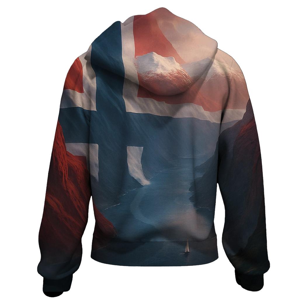 Northern Lights Over Norway Flag Fjord hoodie trends