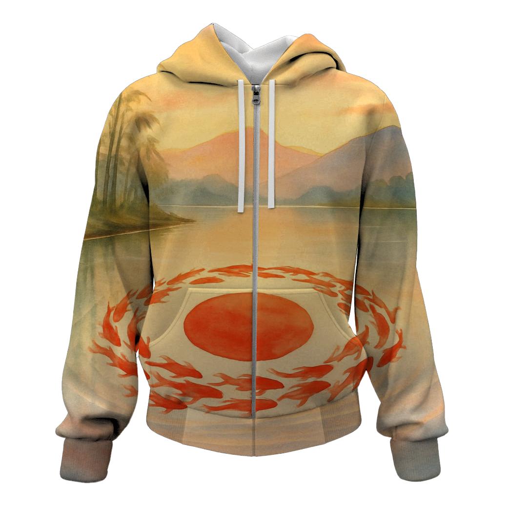 Koi River Reimagining Of Japan Flag designer hoodies