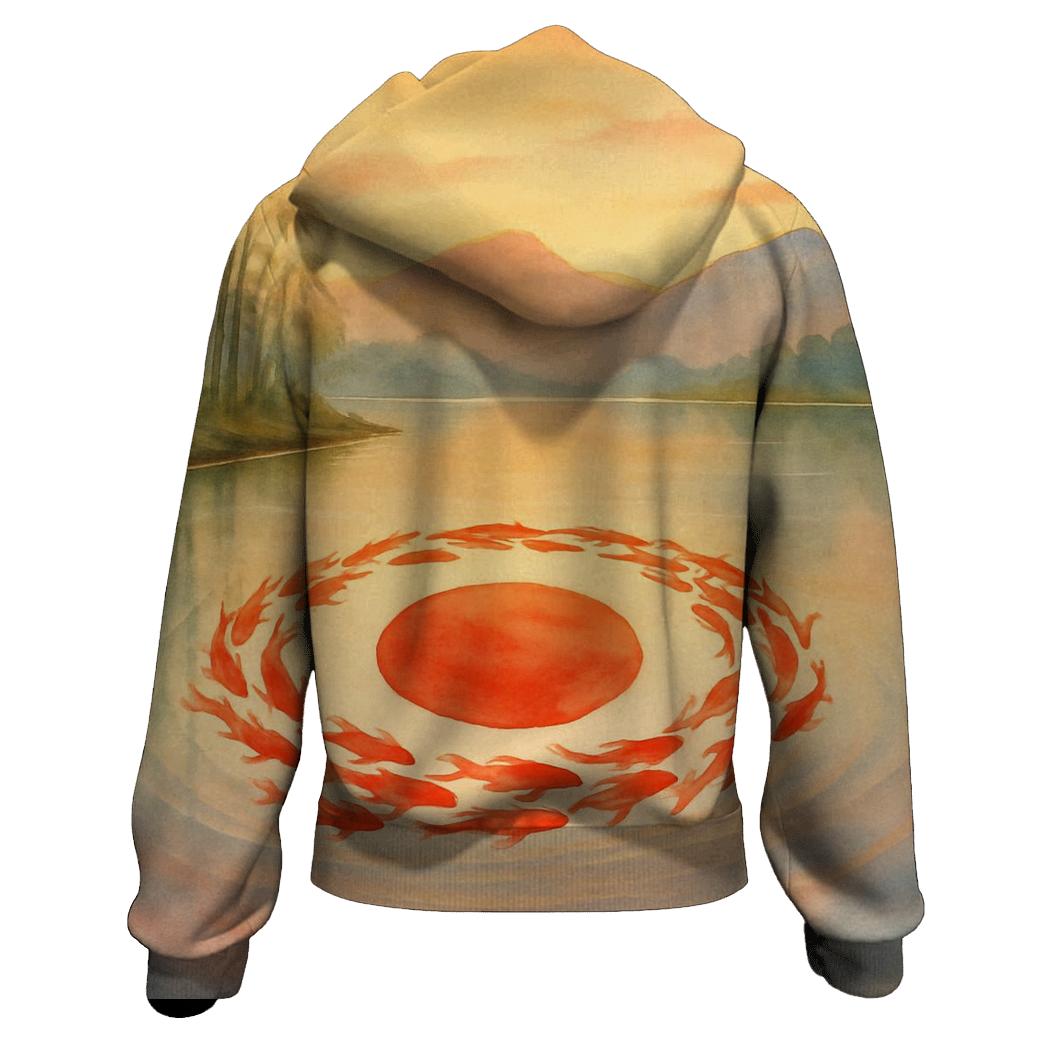 Koi River Reimagining Of Japan Flag designer hoodies