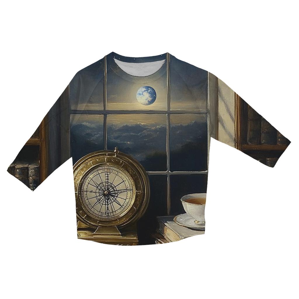 Johannes Vermeer Inspired Lunar Library Still Life personalized 3/4 sleeve tees