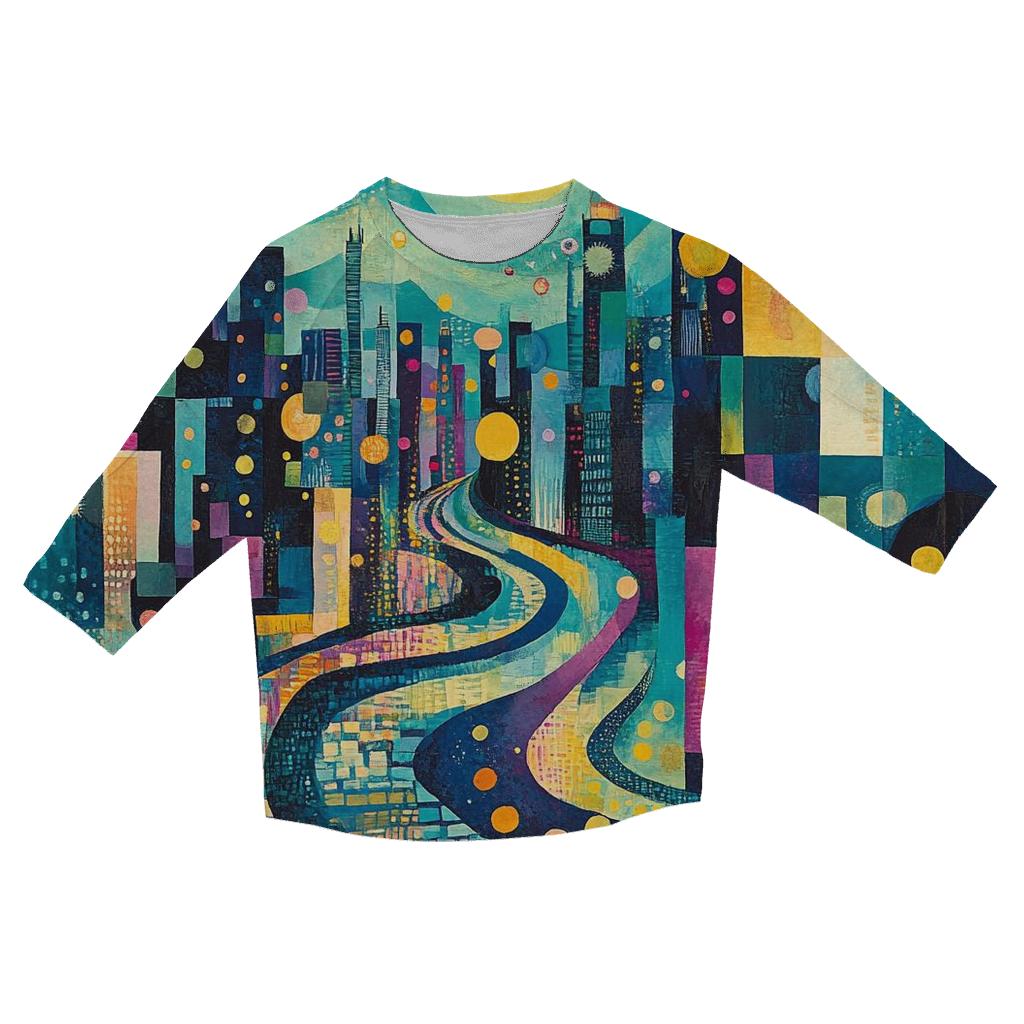 Wassily Kandinsky Inspired Aurora Festival Street printed three quarter sleeve shirts
