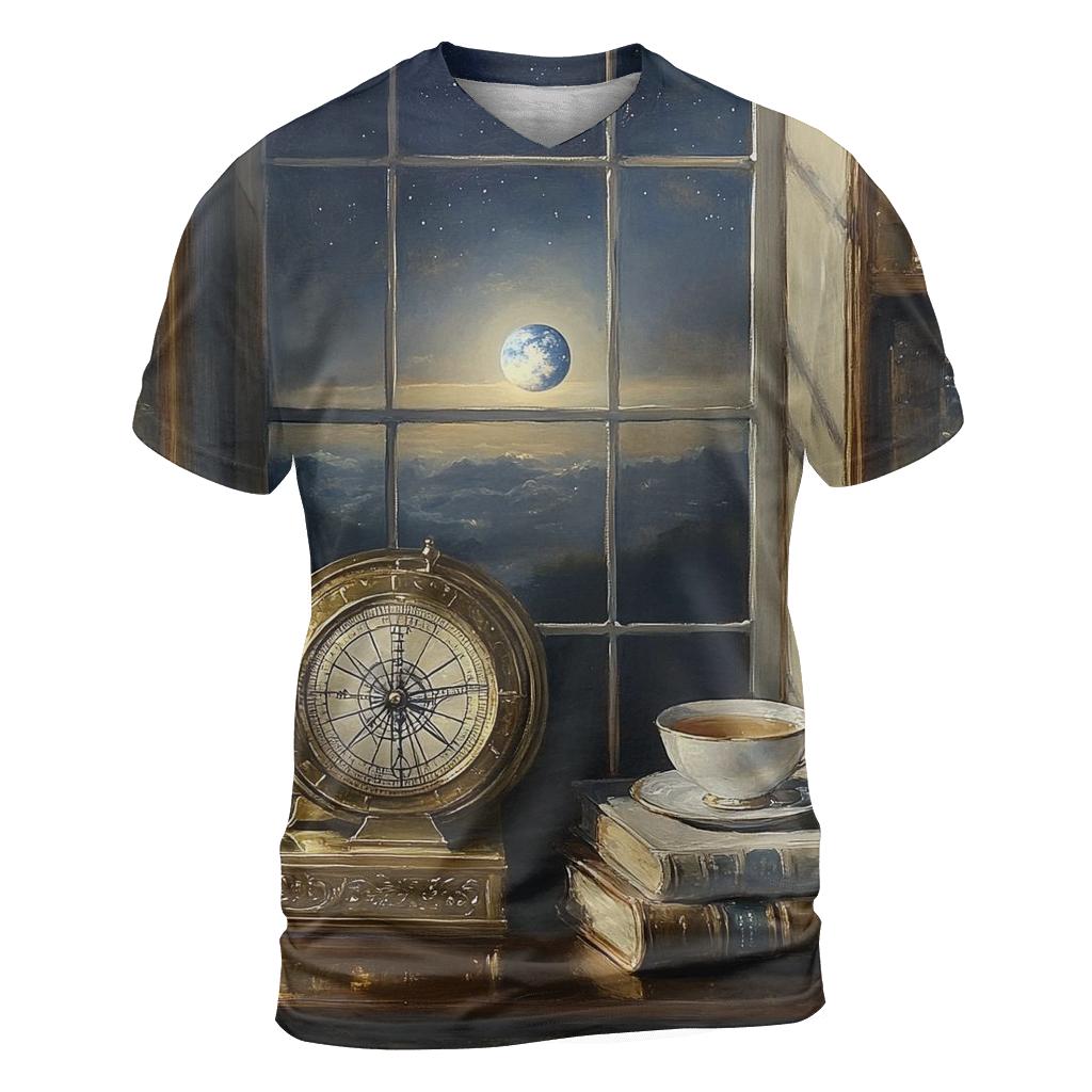 Johannes Vermeer Inspired Lunar Library Still Life statement graphic shirts