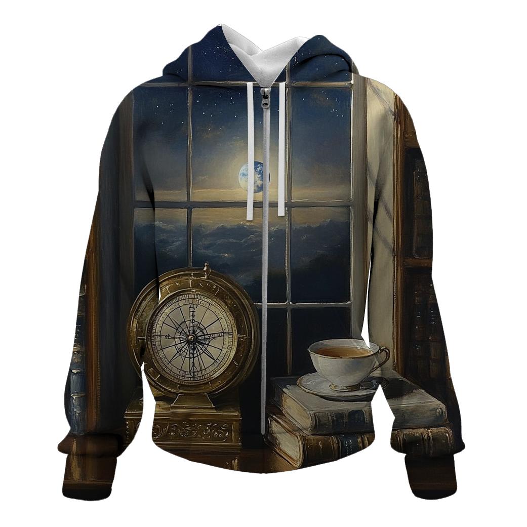 Johannes Vermeer Inspired Lunar Library Still Life zip-up hoodies