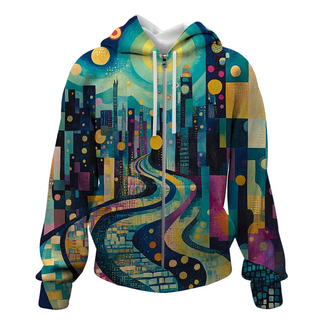 Wassily Kandinsky Inspired Aurora Festival Street lightweight hoodies