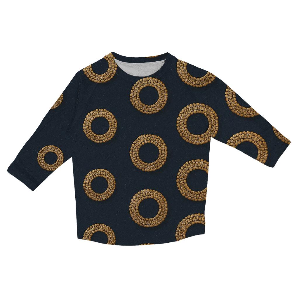 Sequin Halo Polka Cascade On Deep Navy personalized 3/4 sleeve tees