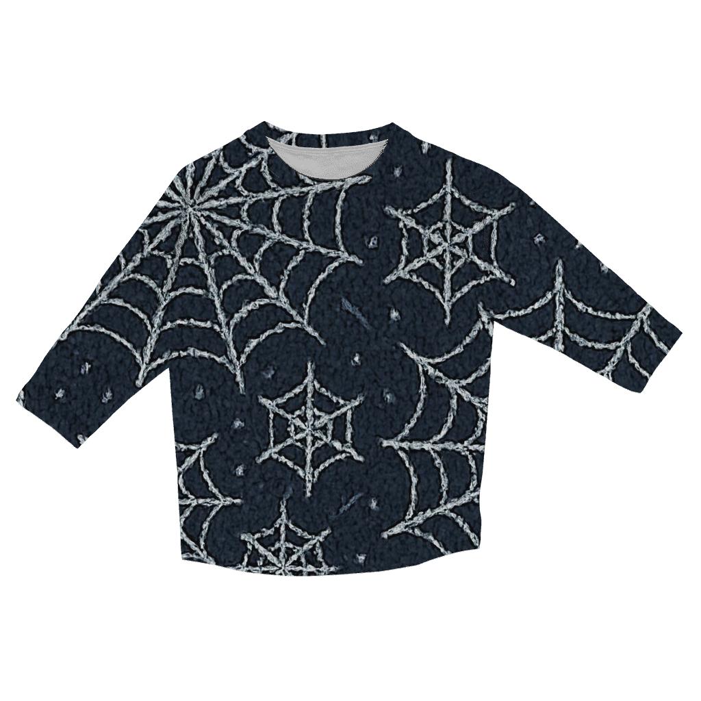 Moonlit Orb Web Knit Grid On Charcoal personalized 3/4 sleeve tees