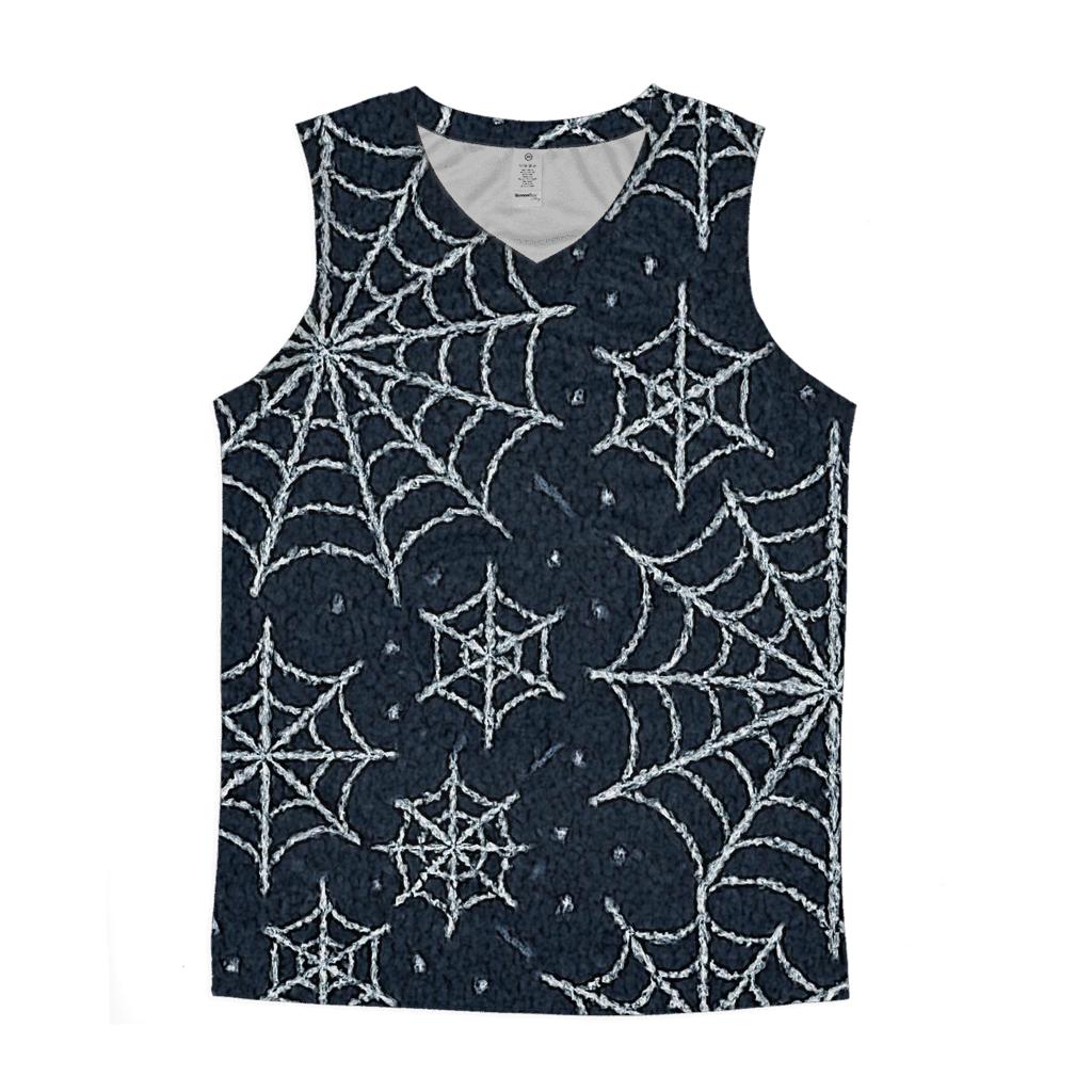 Moonlit Orb Web Knit Grid On Charcoal designer workout tanks