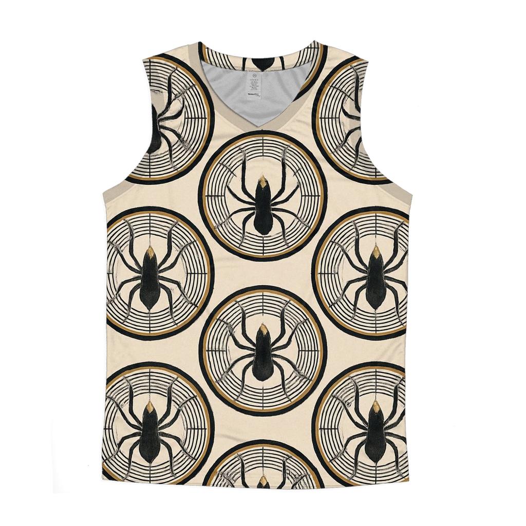 Entomology Chic Spider Silhouette Medallions On Ivory Field custom tank tops