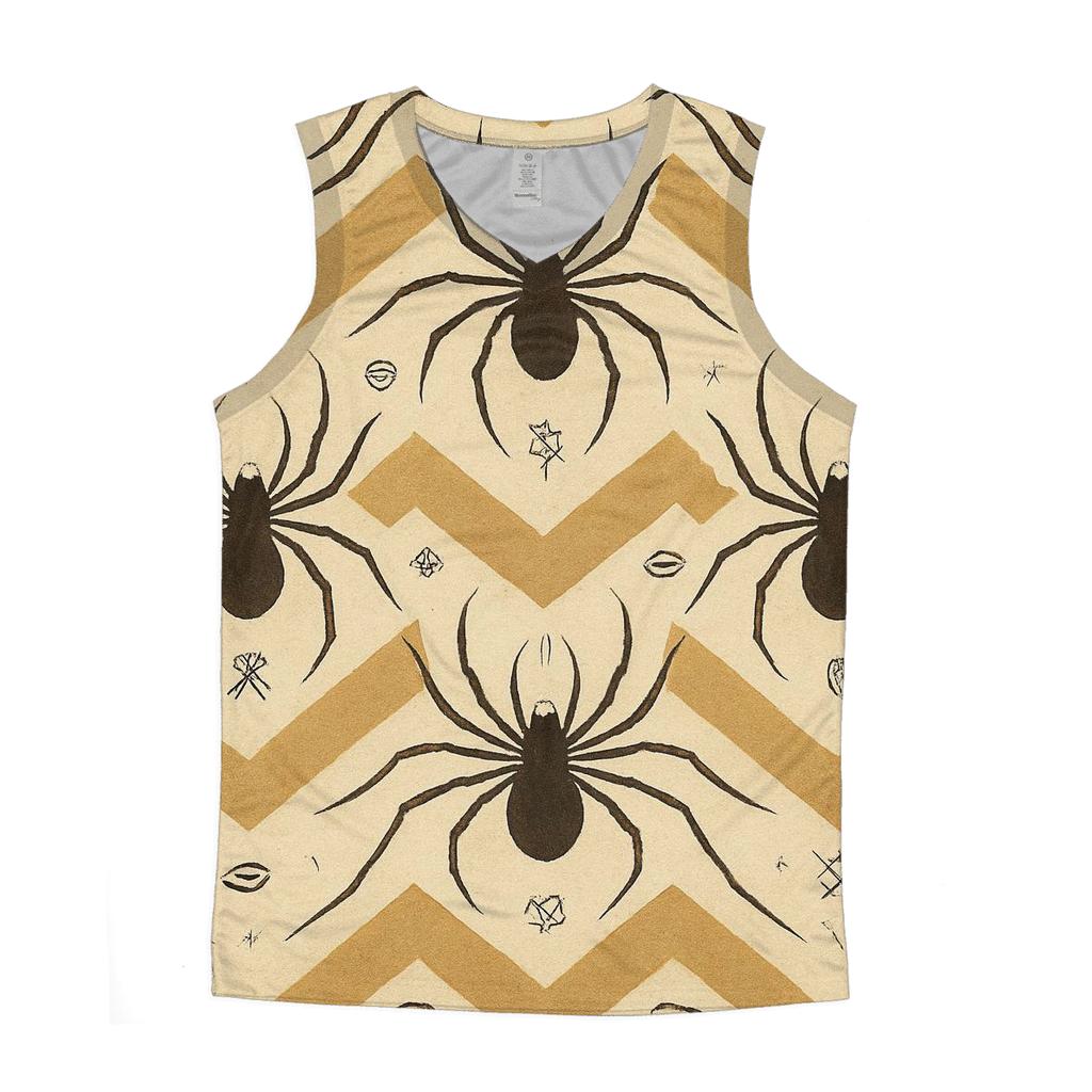 Entomology Chic Spider Silhouette Chevron On Ivory sports performance tank tops