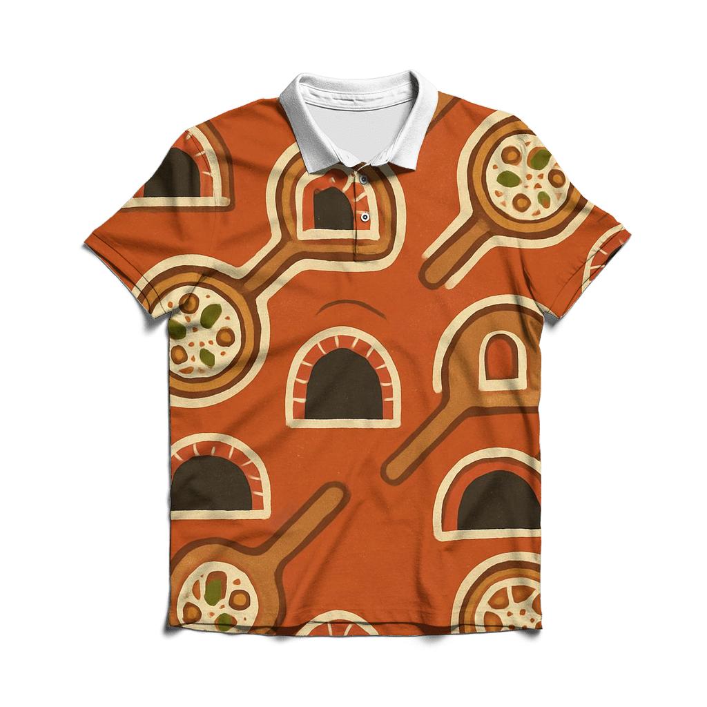 Brick Oven Glow Pizza Peel Lattice premium cotton polo shirts