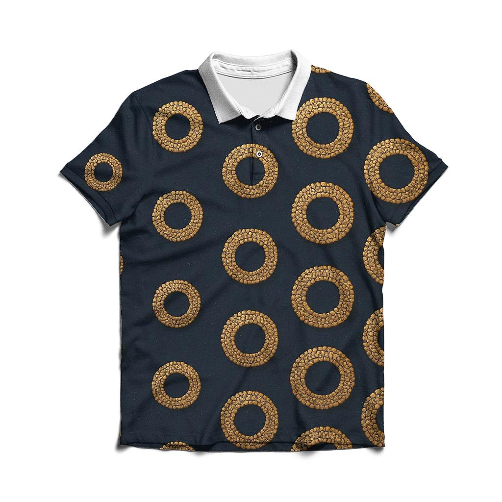 Sequin Halo Polka Cascade On Deep Navy premium cotton polo shirts