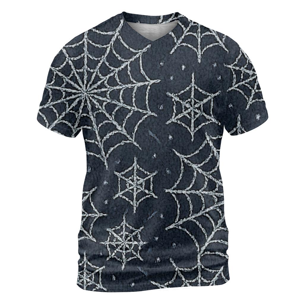 Moonlit Orb Web Knit Grid On Charcoal artistic all-over print tops