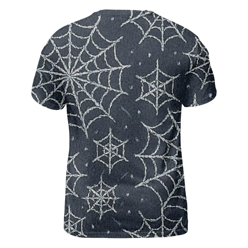 Moonlit Orb Web Knit Grid On Charcoal artistic all-over print tops