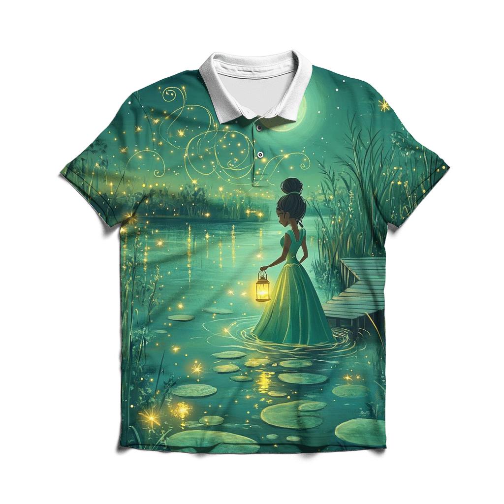 Tiana Firefly Lantern Garden Disney Inspired classic pique polos