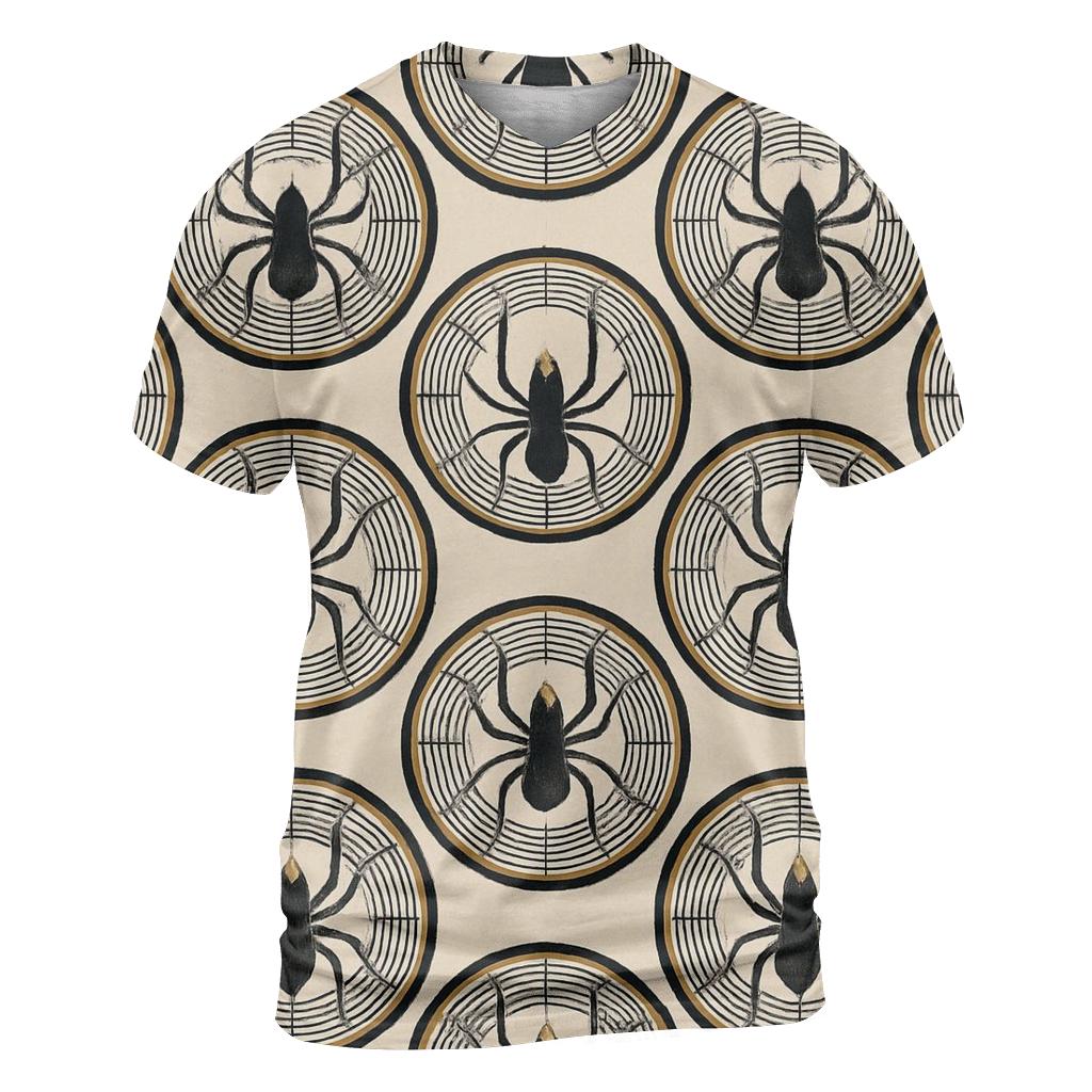 Entomology Chic Spider Silhouette Medallions On Ivory Field trendy printed shirt styles