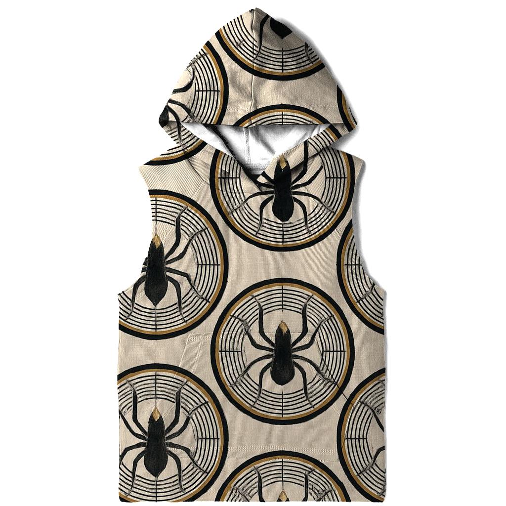 Entomology Chic Spider Silhouette Medallions On Ivory Field pullover hoodies