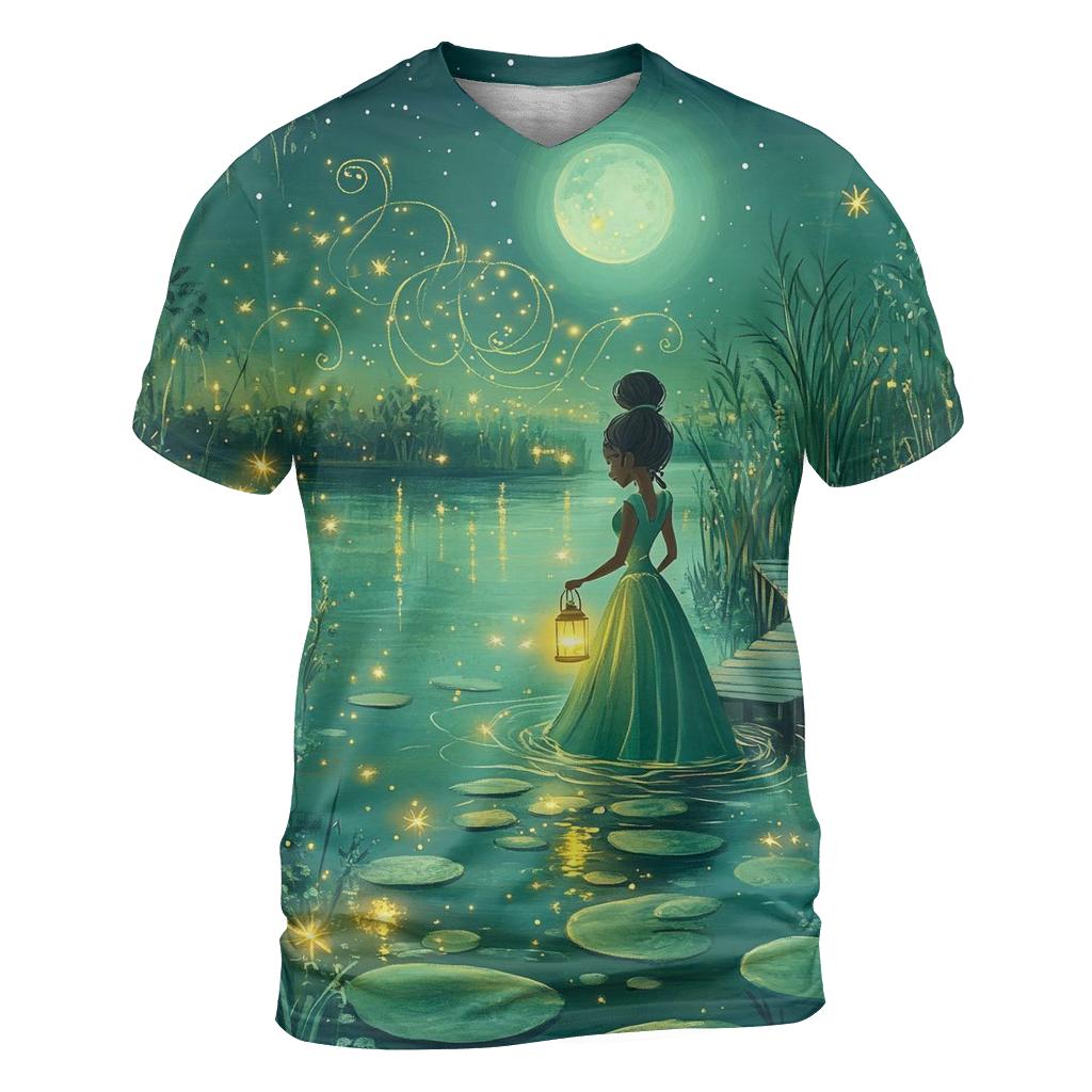 Tiana Firefly Lantern Garden Disney Inspired creative print fashion shirts
