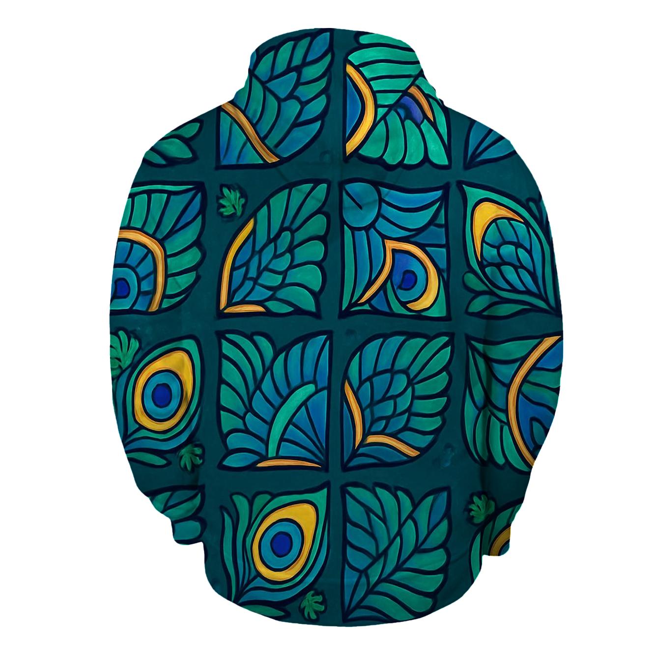 Iridescent Peacock Eye Pinwheel Tiles printed hoodies