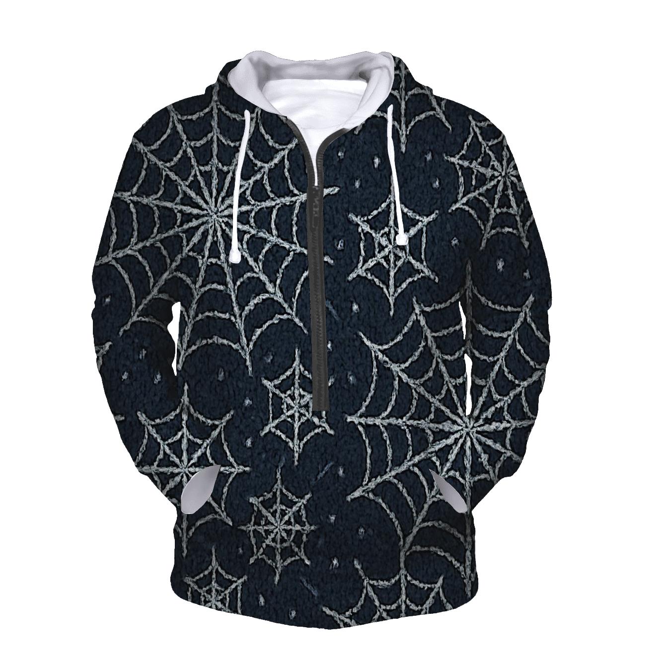 Moonlit Orb Web Knit Grid On Charcoal hoodie designs