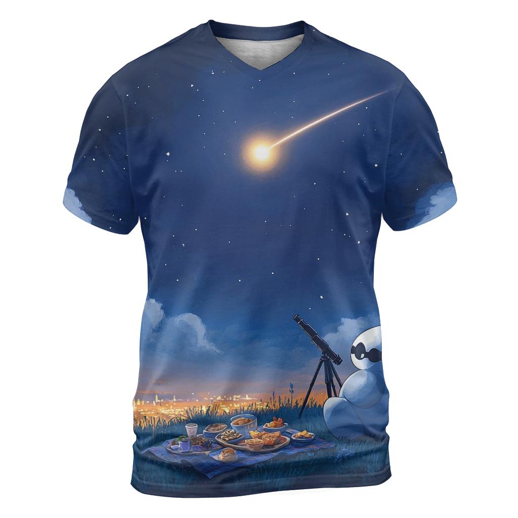 Baymax Comet Chasing Picnic Disney Inspired trendy printed shirt styles
