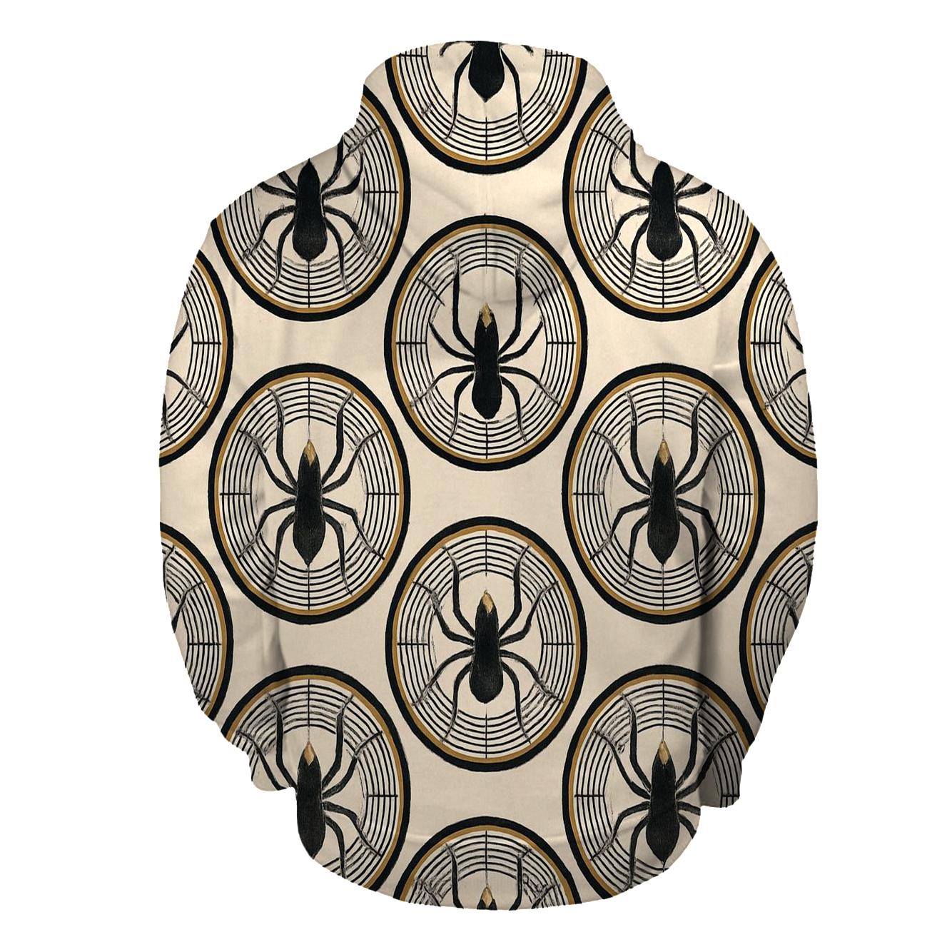Entomology Chic Spider Silhouette Medallions On Ivory Field printed hoodies