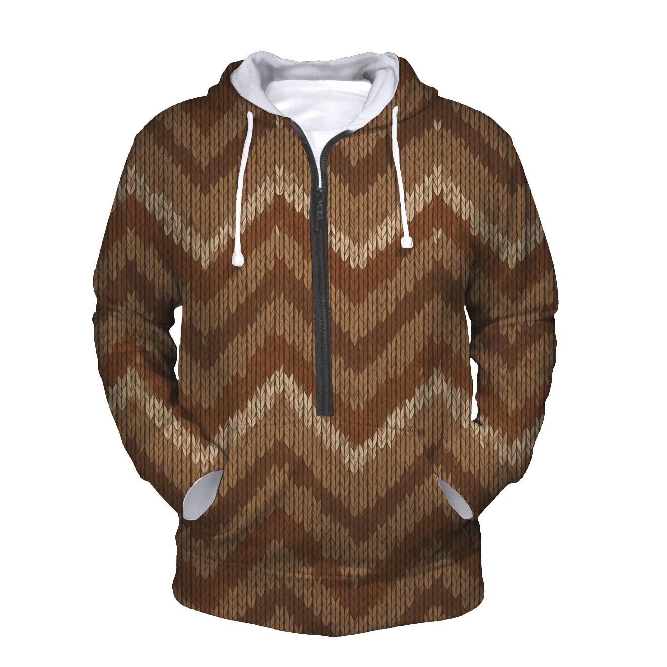 Quill Chevron Knit Illusion printed hoodies