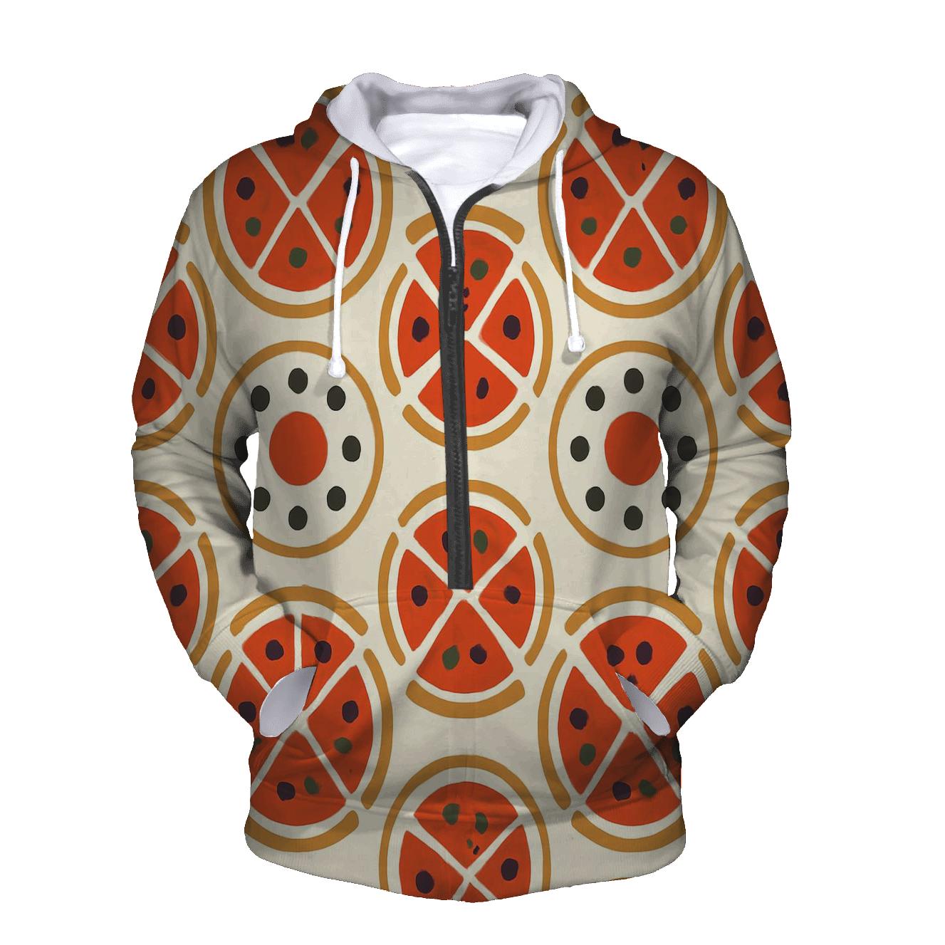 Minimal Slice Wheel And Pepperoni Orbit Grid embroidered hoodies