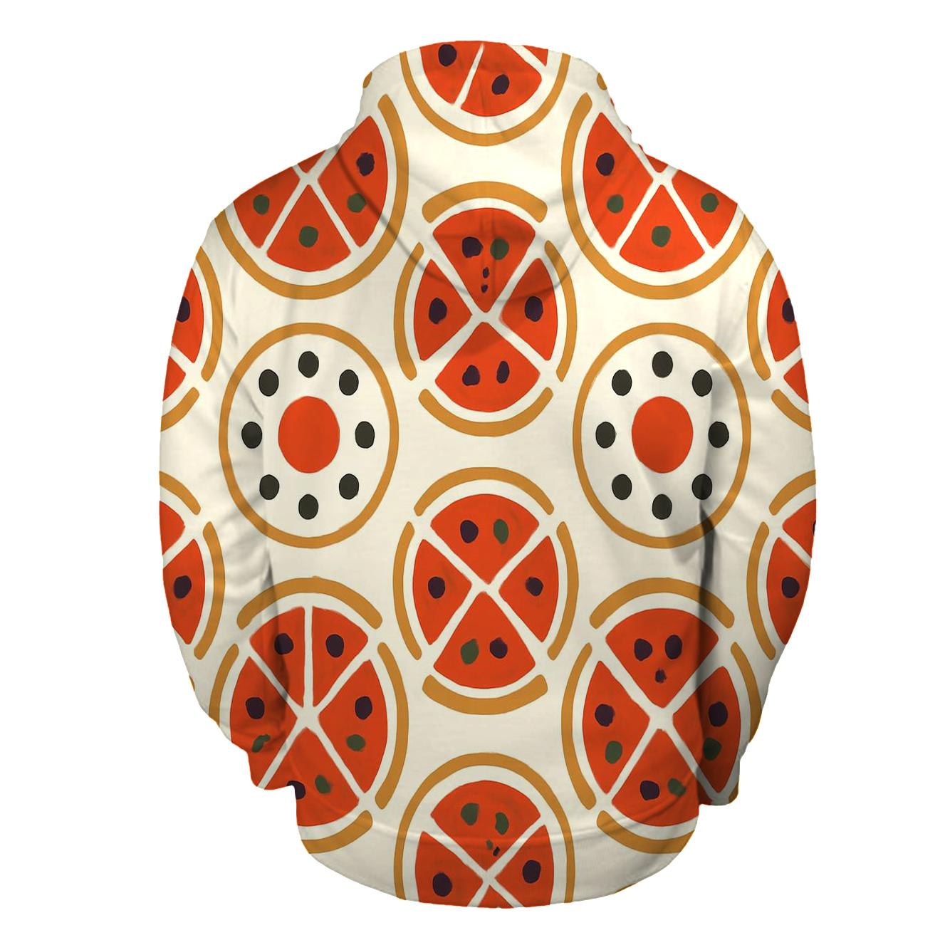 Minimal Slice Wheel And Pepperoni Orbit Grid embroidered hoodies