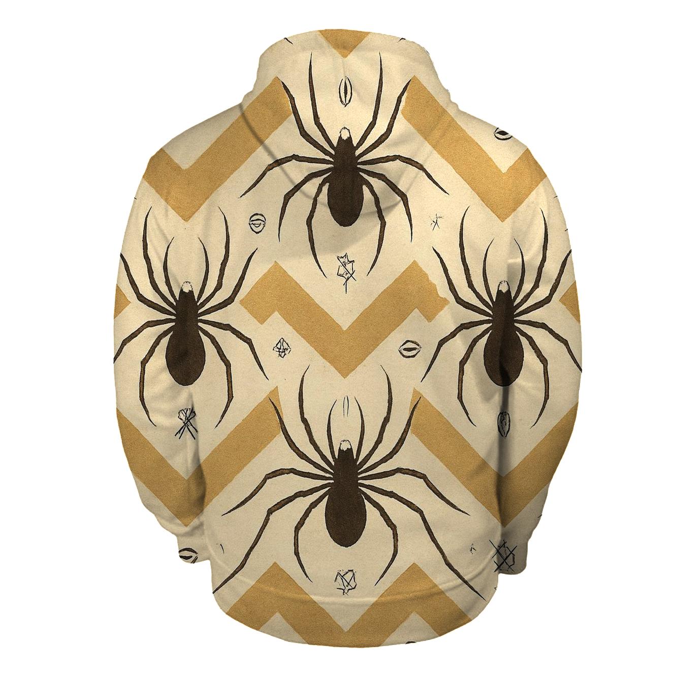 Entomology Chic Spider Silhouette Chevron On Ivory printed hoodies