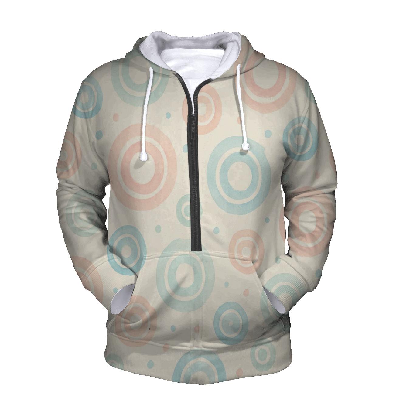 Pastel Half Drop Concentric Ring Dots On Warm Cream hoodie trends