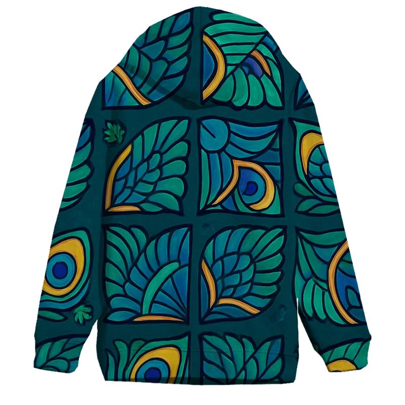 Iridescent Peacock Eye Pinwheel Tiles hoodie designs
