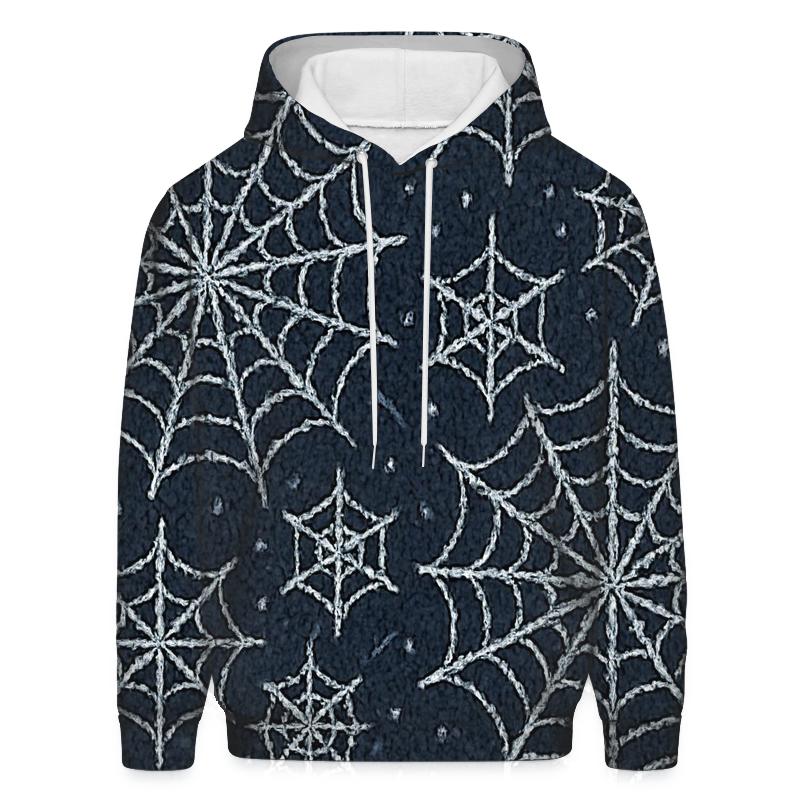 Moonlit Orb Web Knit Grid On Charcoal printed hoodies
