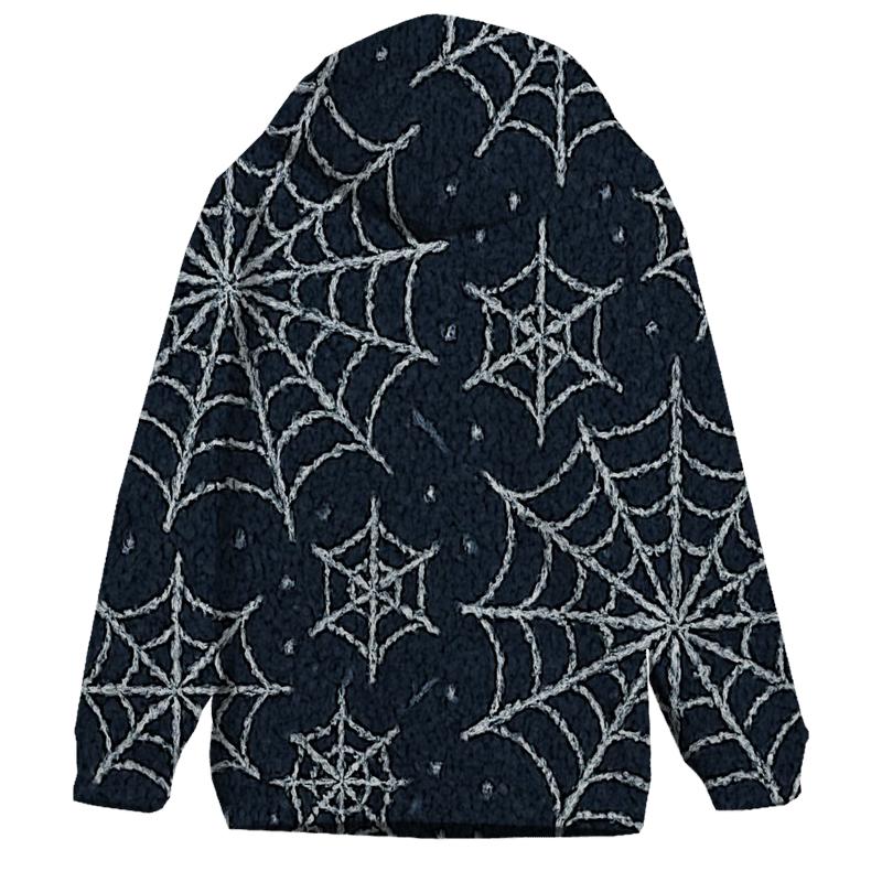 Moonlit Orb Web Knit Grid On Charcoal printed hoodies