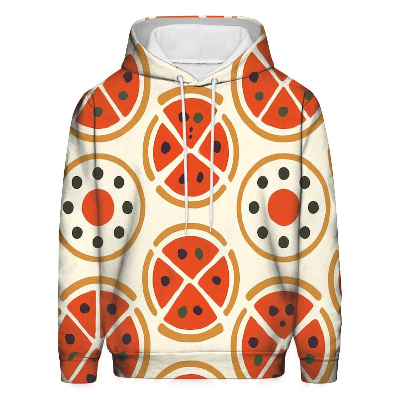 Minimal Slice Wheel And Pepperoni Orbit Grid hoodie designs