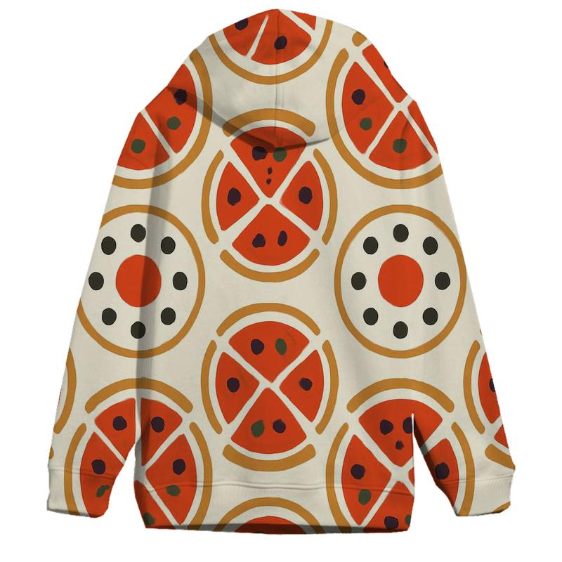 Minimal Slice Wheel And Pepperoni Orbit Grid hoodie designs