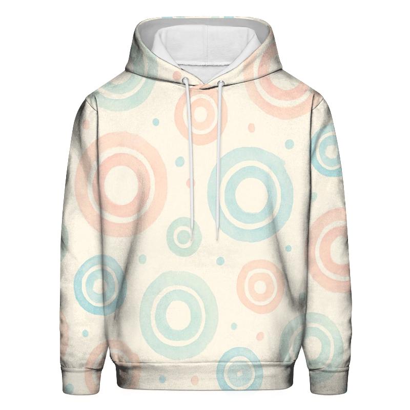 Pastel Half Drop Concentric Ring Dots On Warm Cream embroidered hoodies