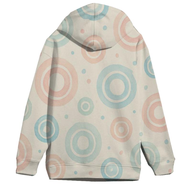 Pastel Half Drop Concentric Ring Dots On Warm Cream embroidered hoodies