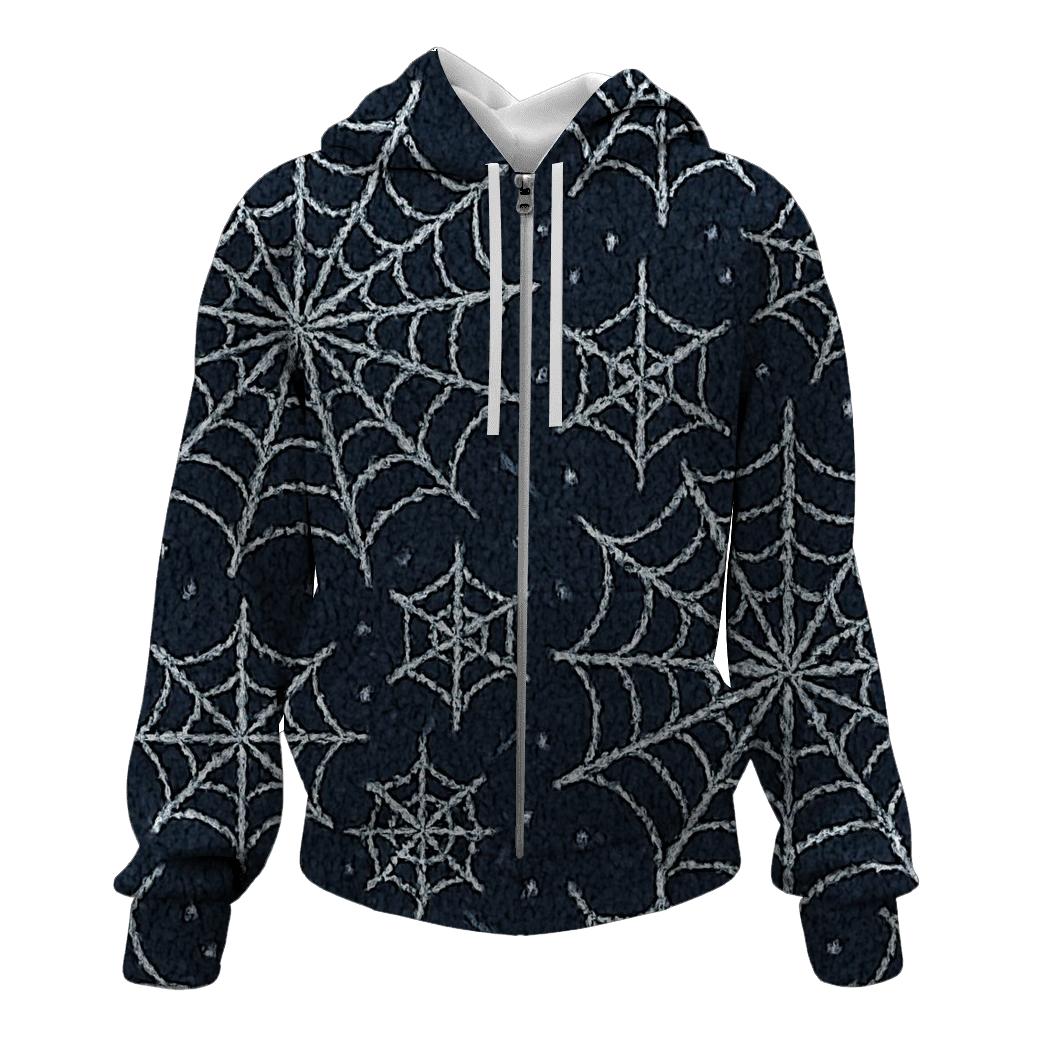 Moonlit Orb Web Knit Grid On Charcoal heavyweight hoodies
