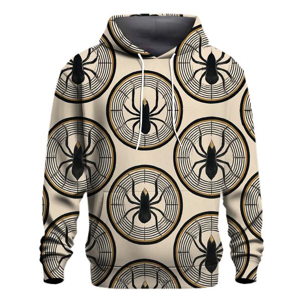 Entomology Chic Spider Silhouette Medallions On Ivory Field pullover hoodies