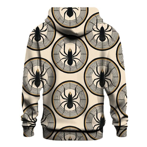 Entomology Chic Spider Silhouette Medallions On Ivory Field pullover hoodies