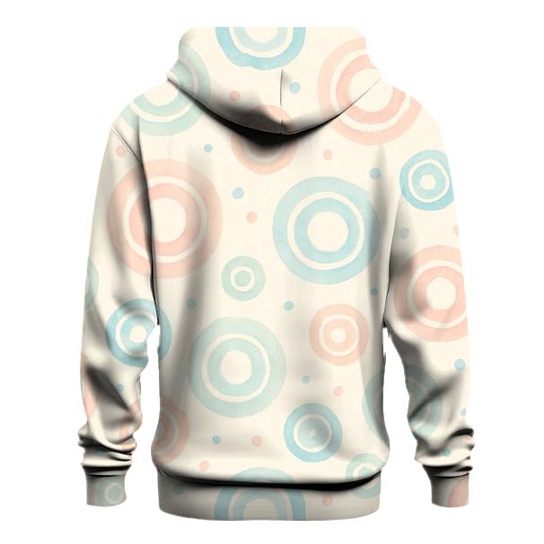 Pastel Half Drop Concentric Ring Dots On Warm Cream pullover hoodies
